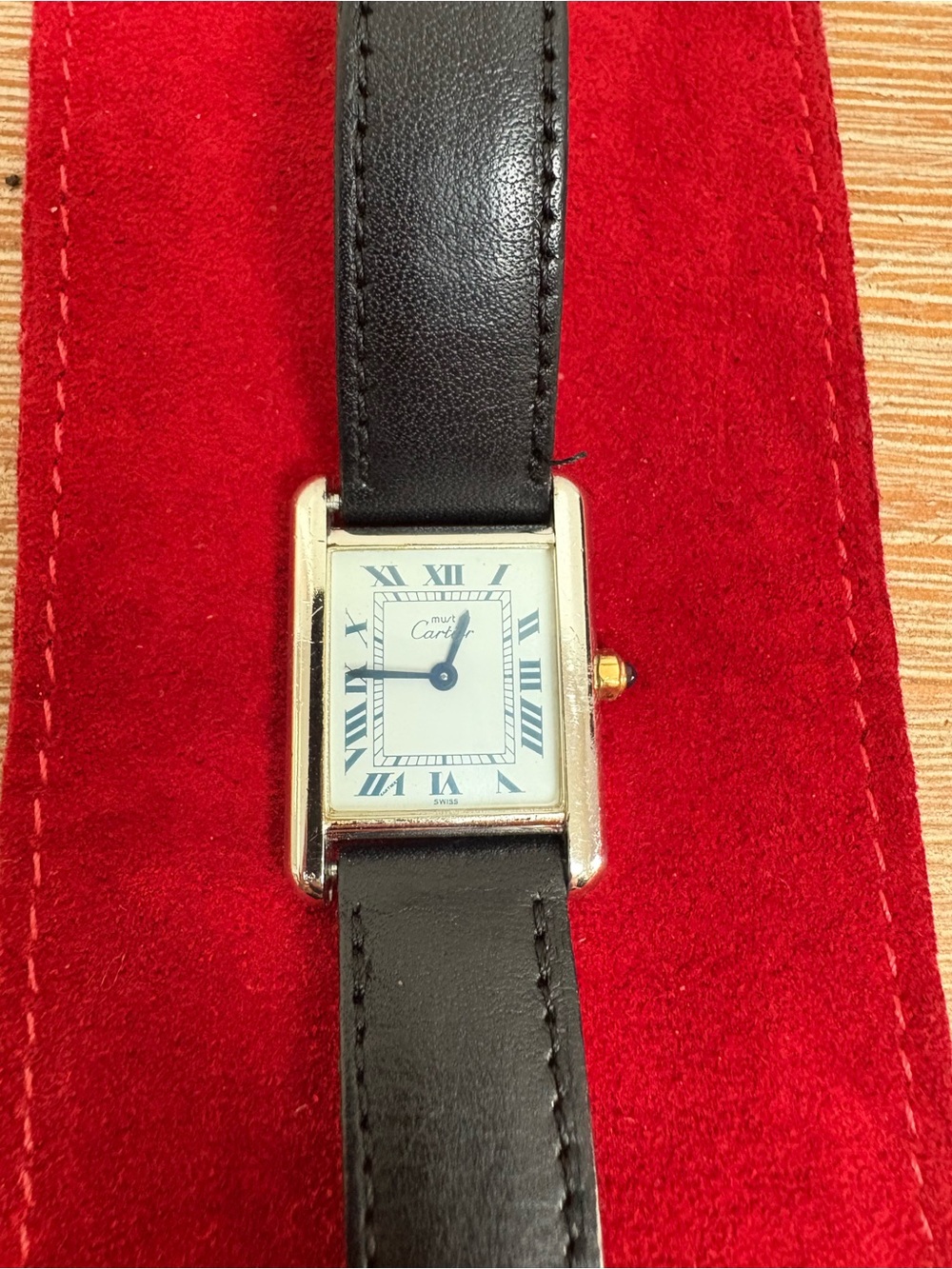 Vintage Cartier Tank Quartz Watch with Black Leather Strap - Picture 2 of 6